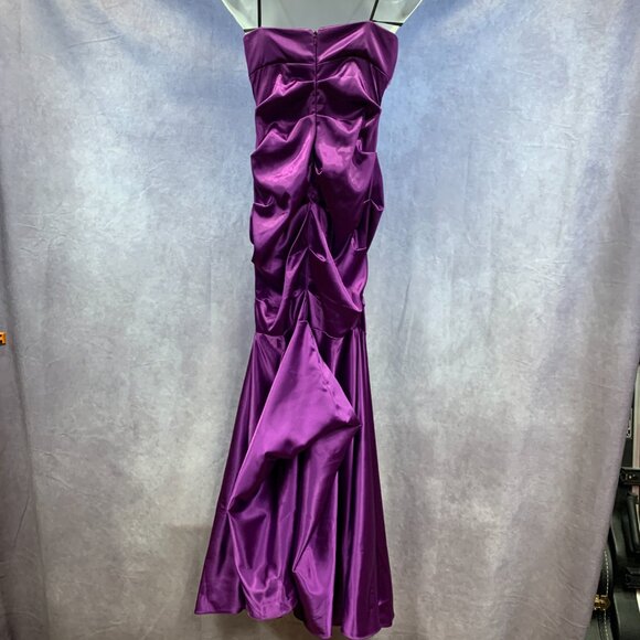 Fitted Satin Mermaid Gown with Embellished Bust, Slit Skirt, and Tie Bustle - Picture 12 of 13